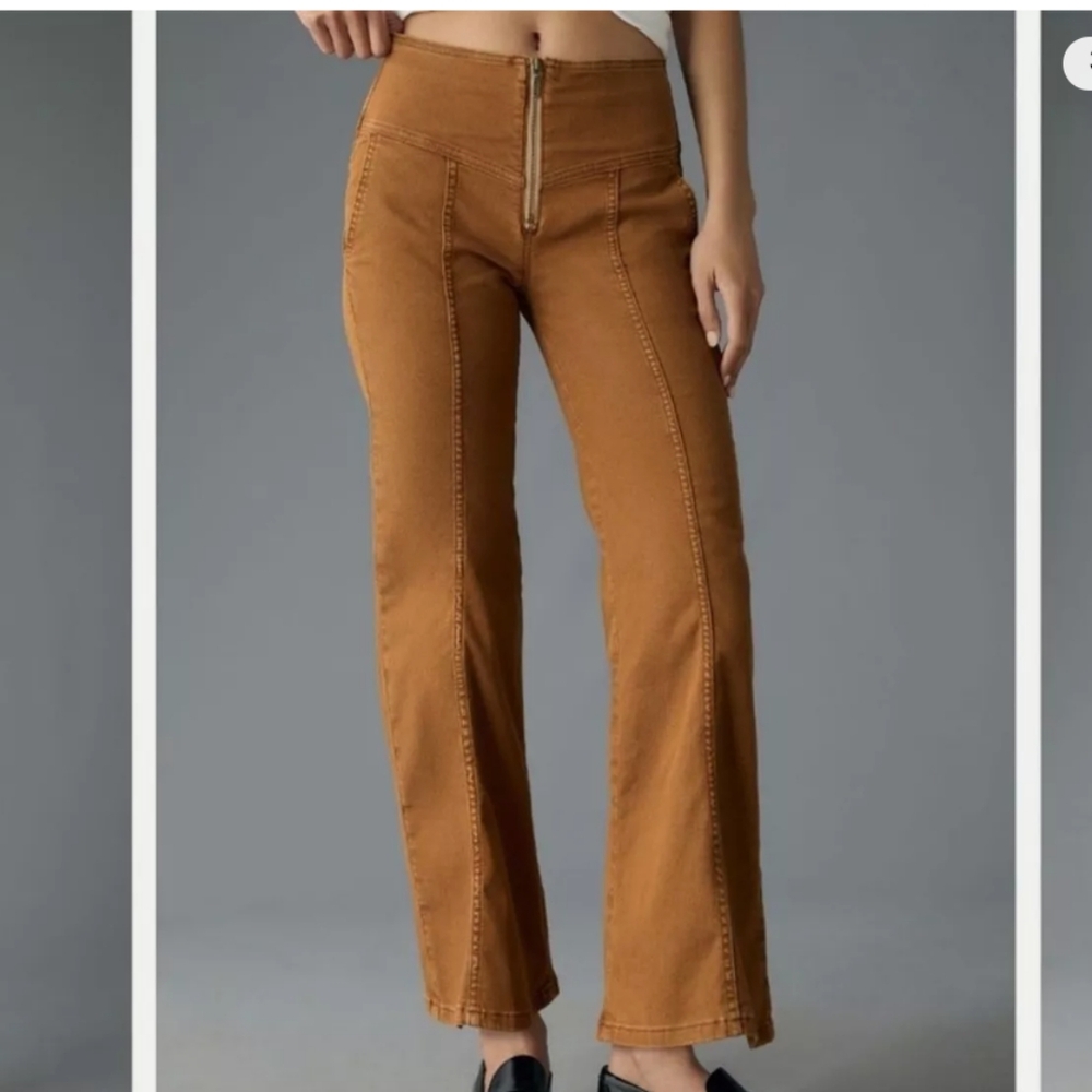 Anthropologie Pilcro Mid-Rise Crop pants- Brown